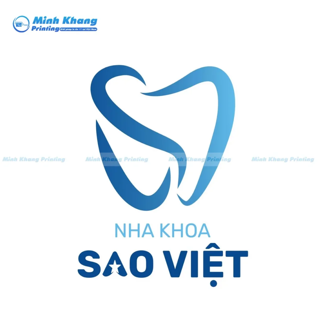 Mẫu biểu tượng logo nha khoa Sao Việt phối hợp dải màu gradient hiện đại tạo nên chiều sâu 