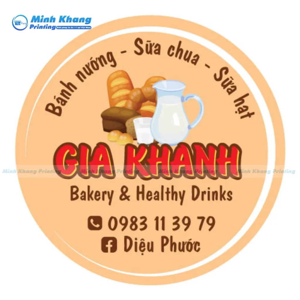 Mẫu logo dán cho cửa hàng bán bánh mì, bánh nướng, sữa chua siêu dễ thương