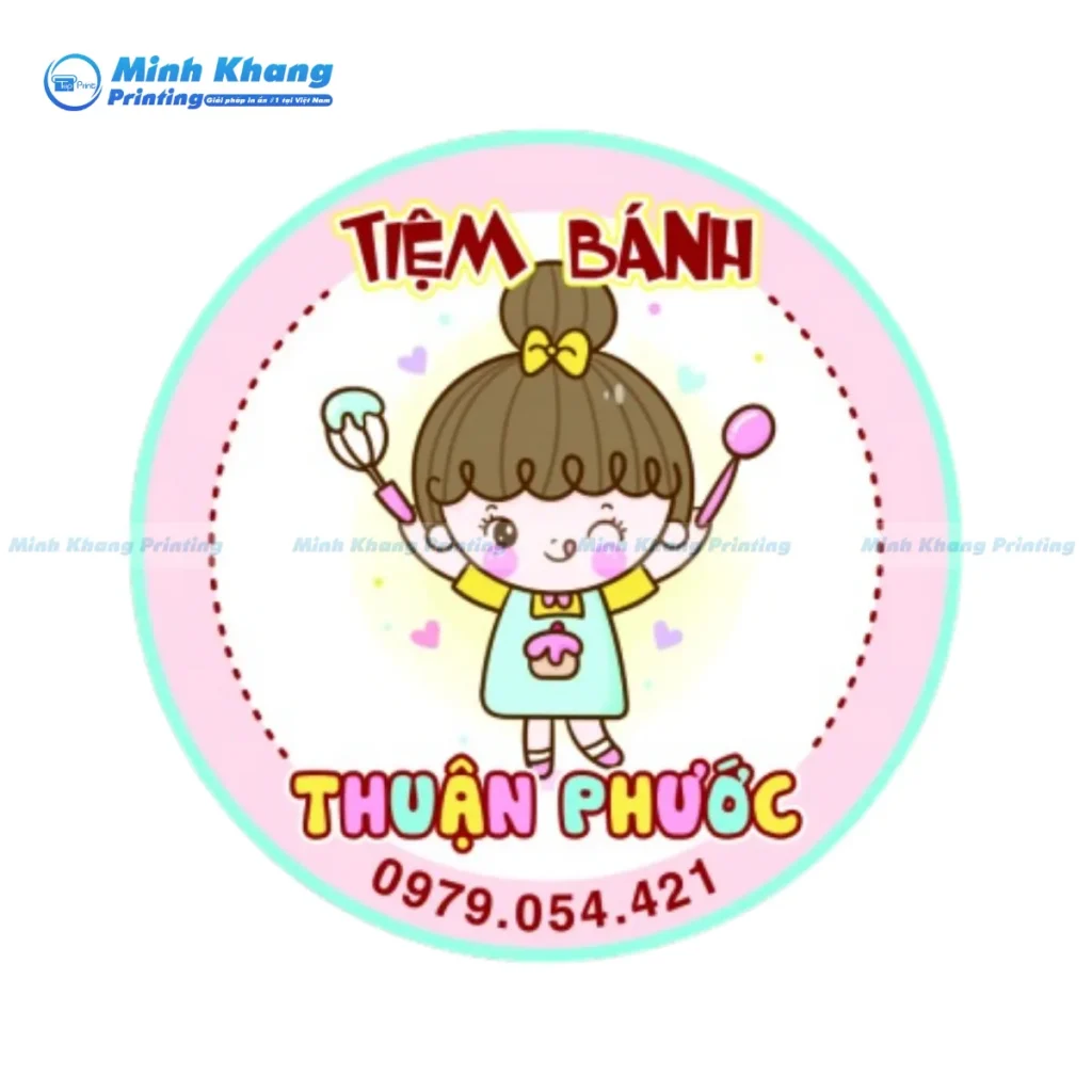 Mẫu logo tiệm bánh cupcake tạo ấn tượng mạnh nhờ vào màu sắc nổi bật