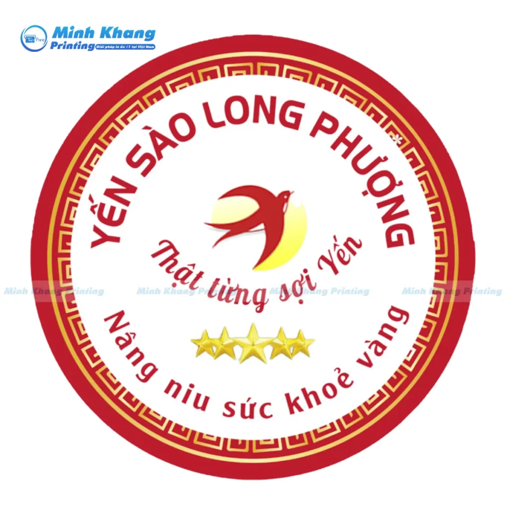 Mẫu logo decal giấy yến sào Long Phượng họa tiết thuần việt