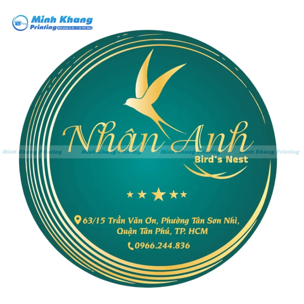 Mẫu logo tròn cho thương hiệu kinh doanh tổ yến, yến sào màu xanh ngọc và màu vàng