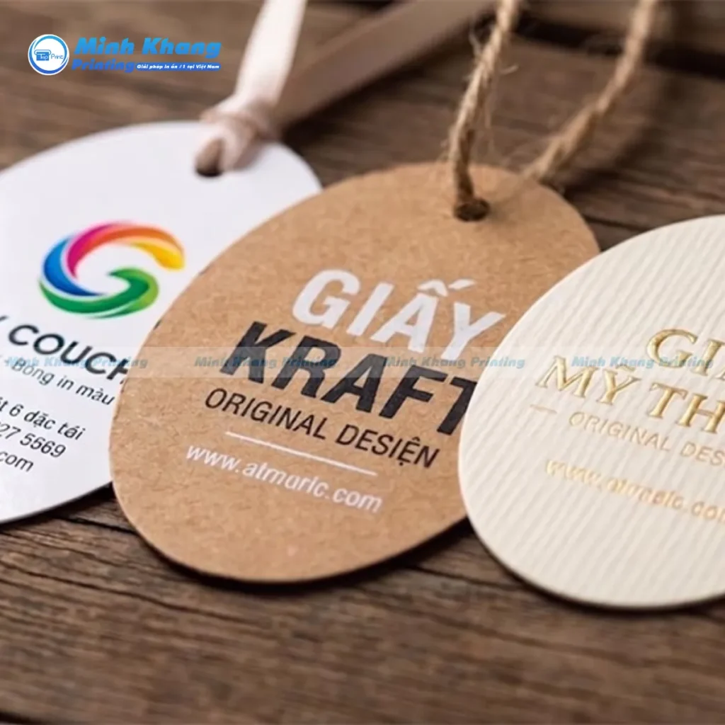 Mẫu thiết kế tag hình oval trên 3 chất liệu giấy couche, giấy kraft, giấy mỹ thuật