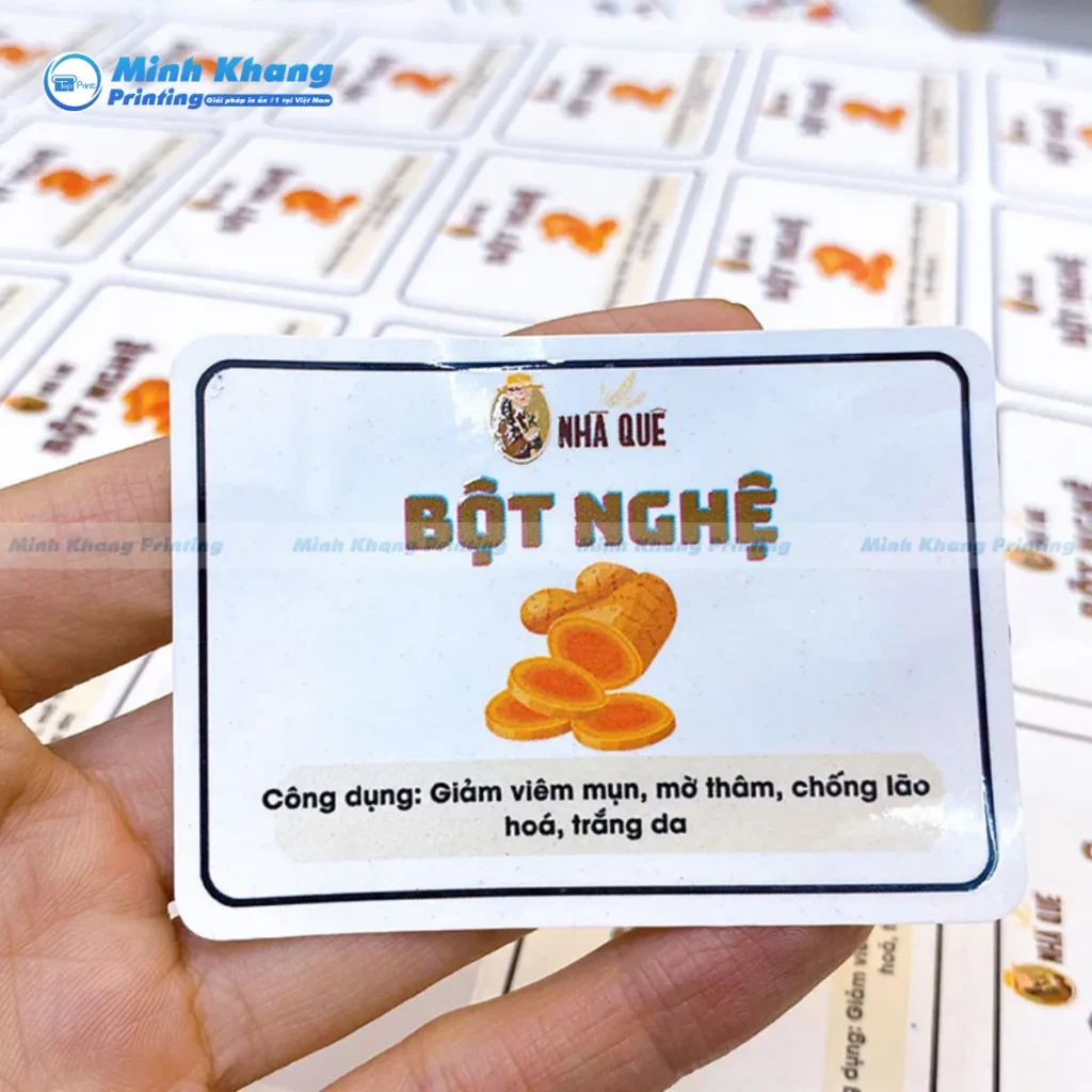 Mẫu in tem nhãn tinh bột nghệ giá rẻ cán mờ mang lại cảm giác rất sang