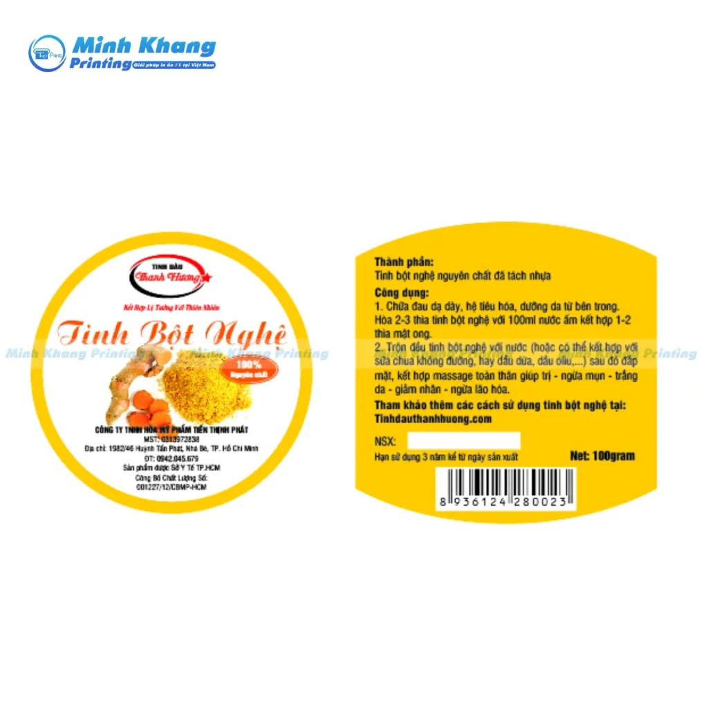 Mẫu decal dán chai lọ tinh nghệ cao cấp dùng phông chữ hiện đại vô cùng đẹp