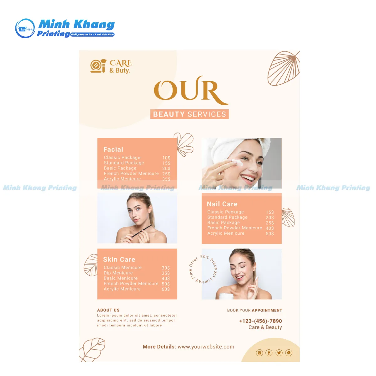 Mẫu bảng giá dịch vụ spa trị liệu nổi bật