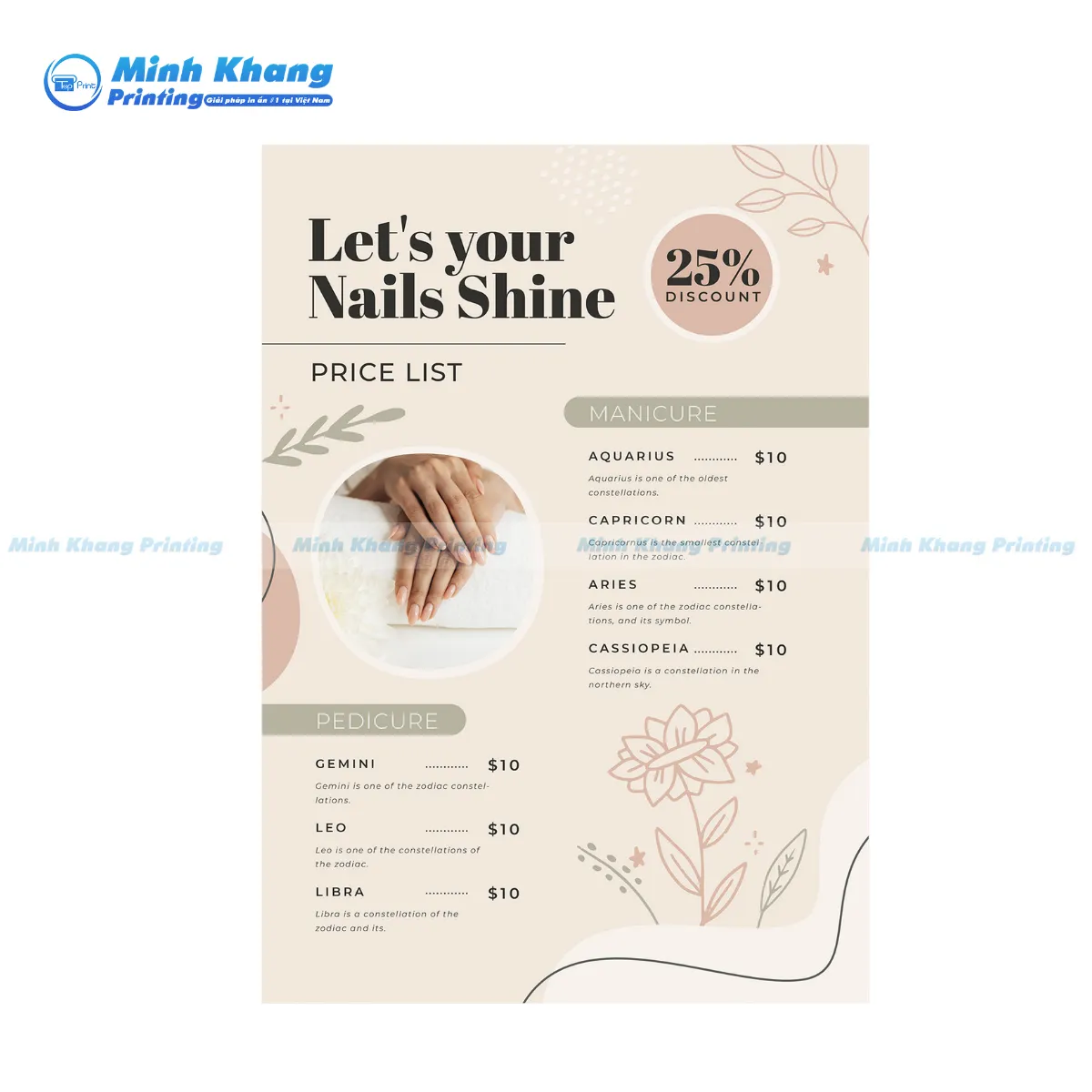  Mẫu menu tiệm nail sử dụng tông màu hồng phấn nhẹ nhàng