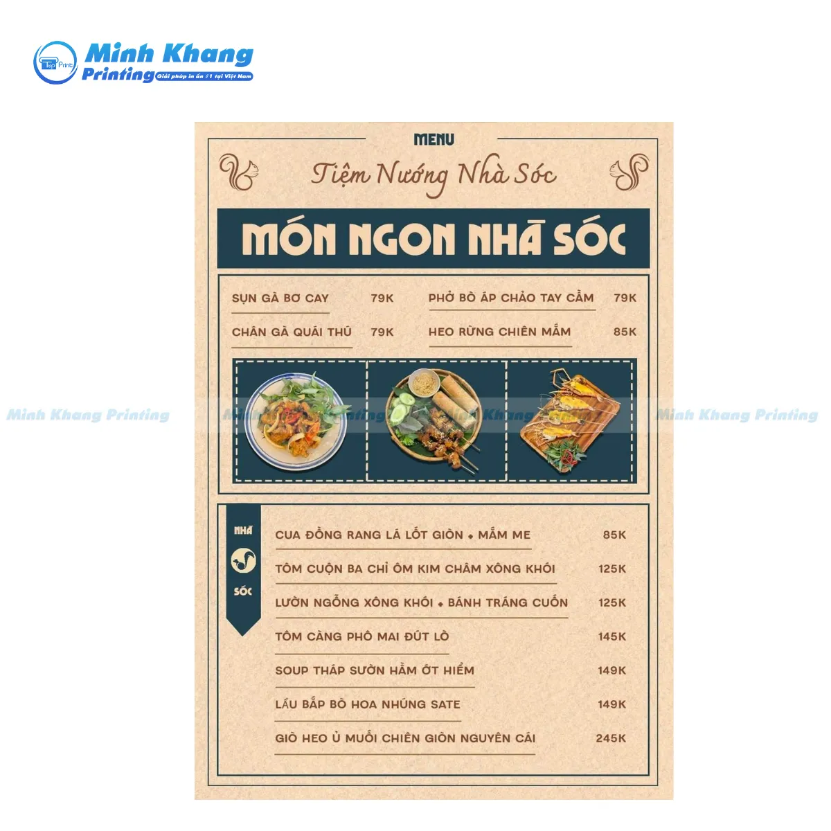  Mẫu menu quán ăn bình dân thiết kế dạng bảng đơn giản
