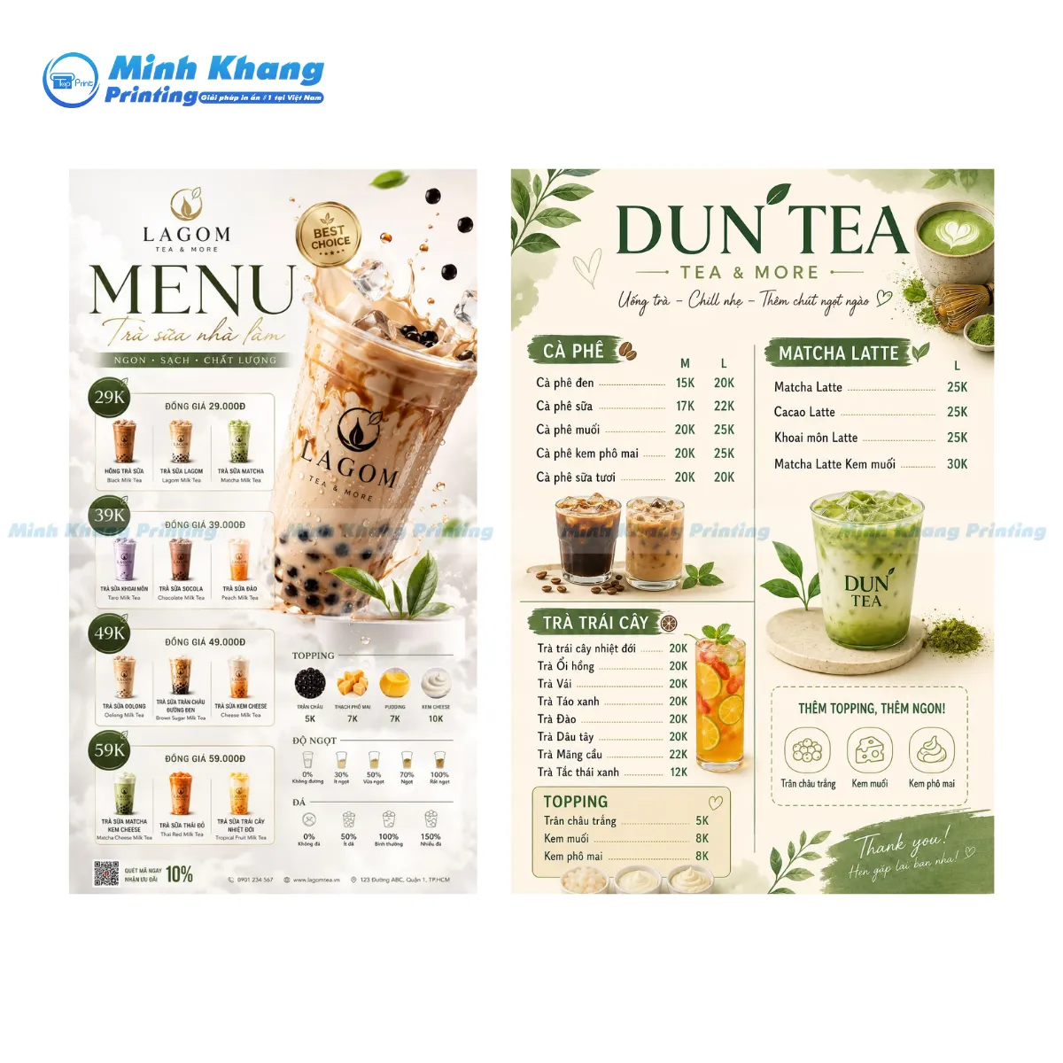 Mẫu menu cafe hiện đại với tone màu nâu ấm áp