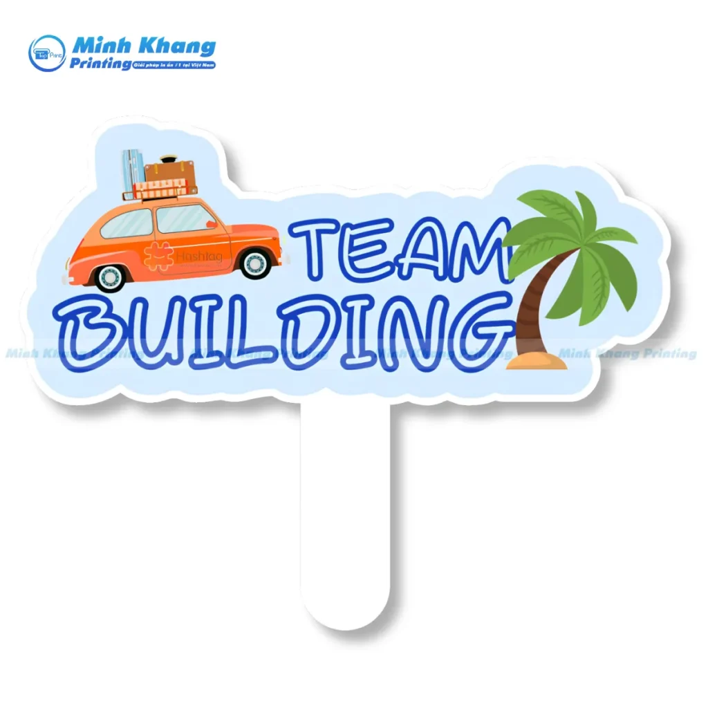 quy cách in hashtag team building cầm tay