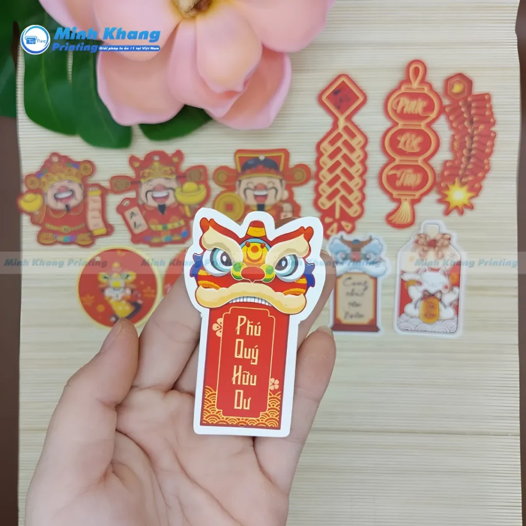 Mẫu tag treo hình đầu lân tượng trưng cho tài lộc