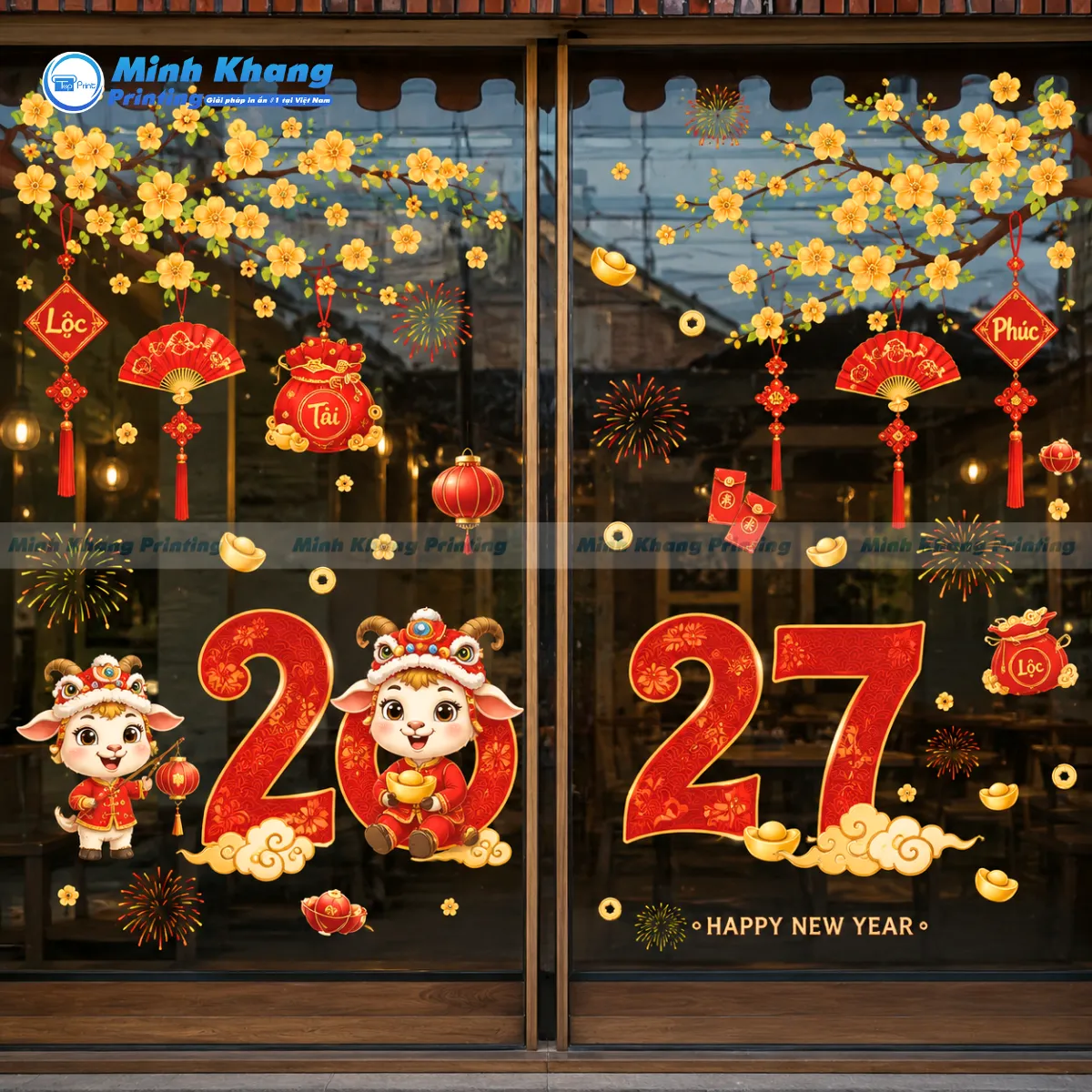 In Decal Dán Kính Trang Trí Tết 2027 Giá Rẻ Tại TPHCM & Hà Nội