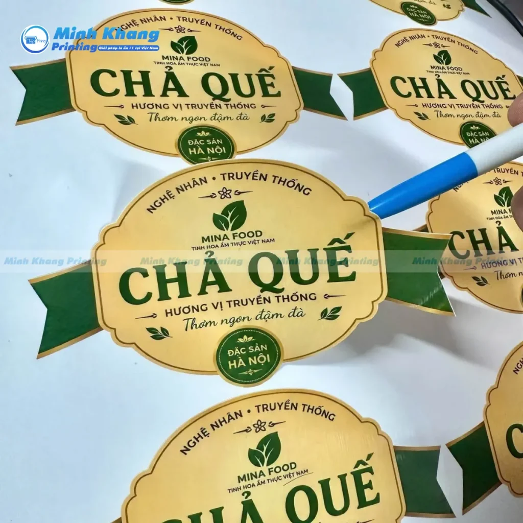 Mẫu decal giấy chả quế cán màng mờ chống nước có thể để tủ lạnh