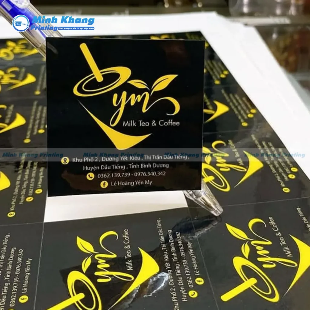 Mẫu decal giấy cán màng bóng chống nước nhẹ