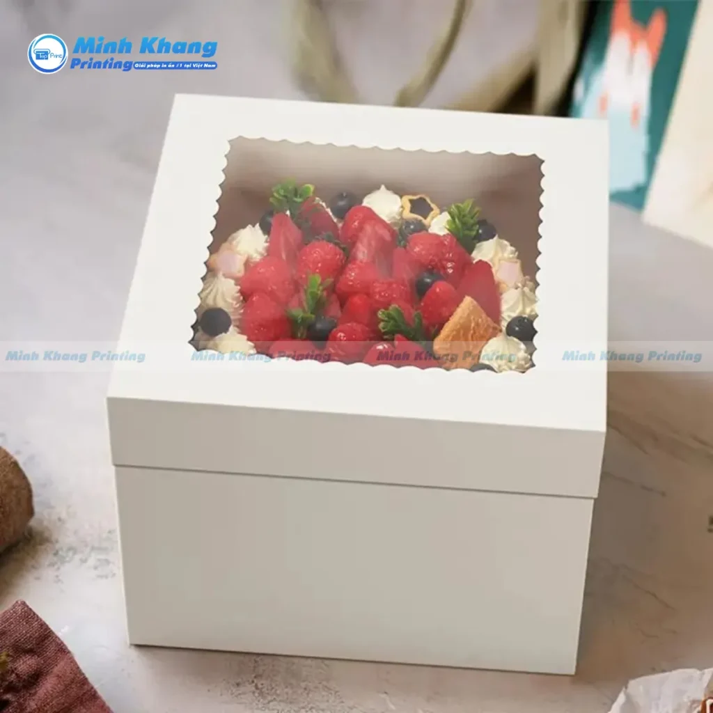 Mẫu hộp giấy kraft vuông đựng bánh ngọt vô cùng bắt mắt