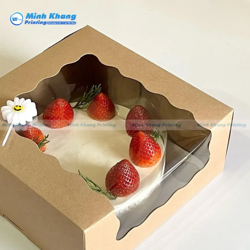 Mẫu hộp giấy kraft vuông đựng bánh kem sinh nhật rất đẹp