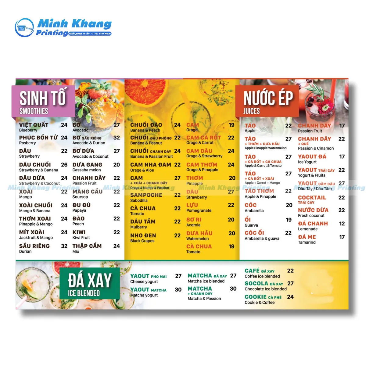 60+ Mẫu Menu Quán Nước Ép Đẹp, Chuyên Nghiệp & Độc Đáo