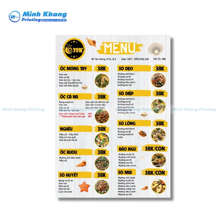 66+ Mẫu Menu Quán Ốc Hấp Dẫn, Bình Dân & Thu Hút