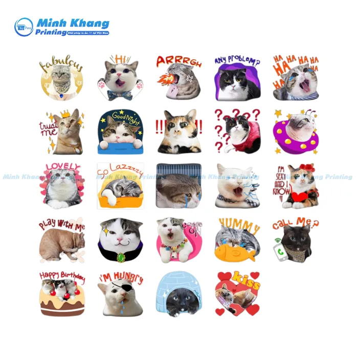 40+ Mẫu Sticker Mèo Cute, Cat Stickers Dễ Thương & Hài Hước