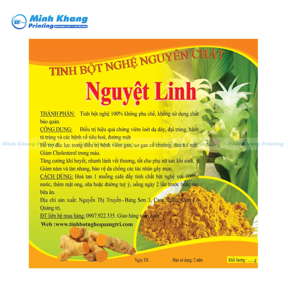 10+ Mẫu Tem Nhãn Tinh Bột Nghệ Đẹp & Tạo Uy Tín