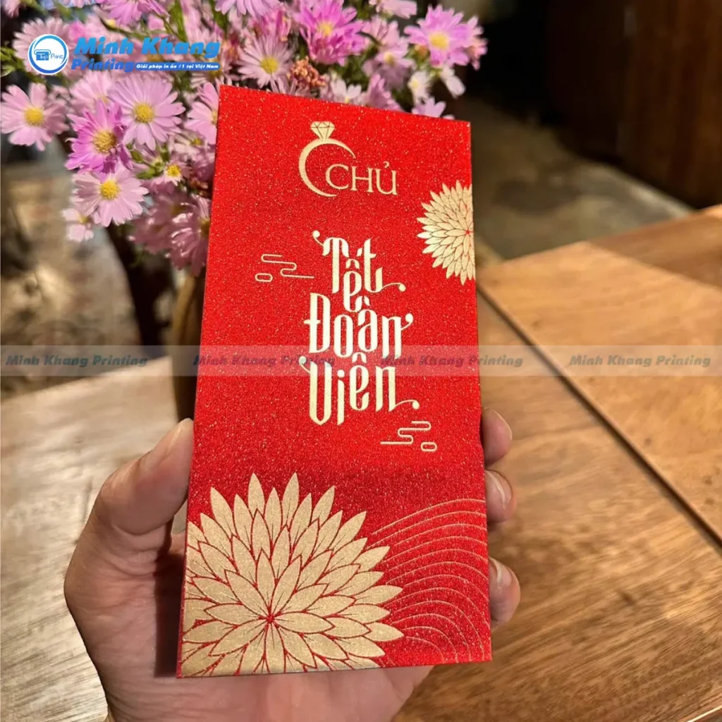Mẫu in bao lì xì Tết gia công ép kim lấp lánh thu hút