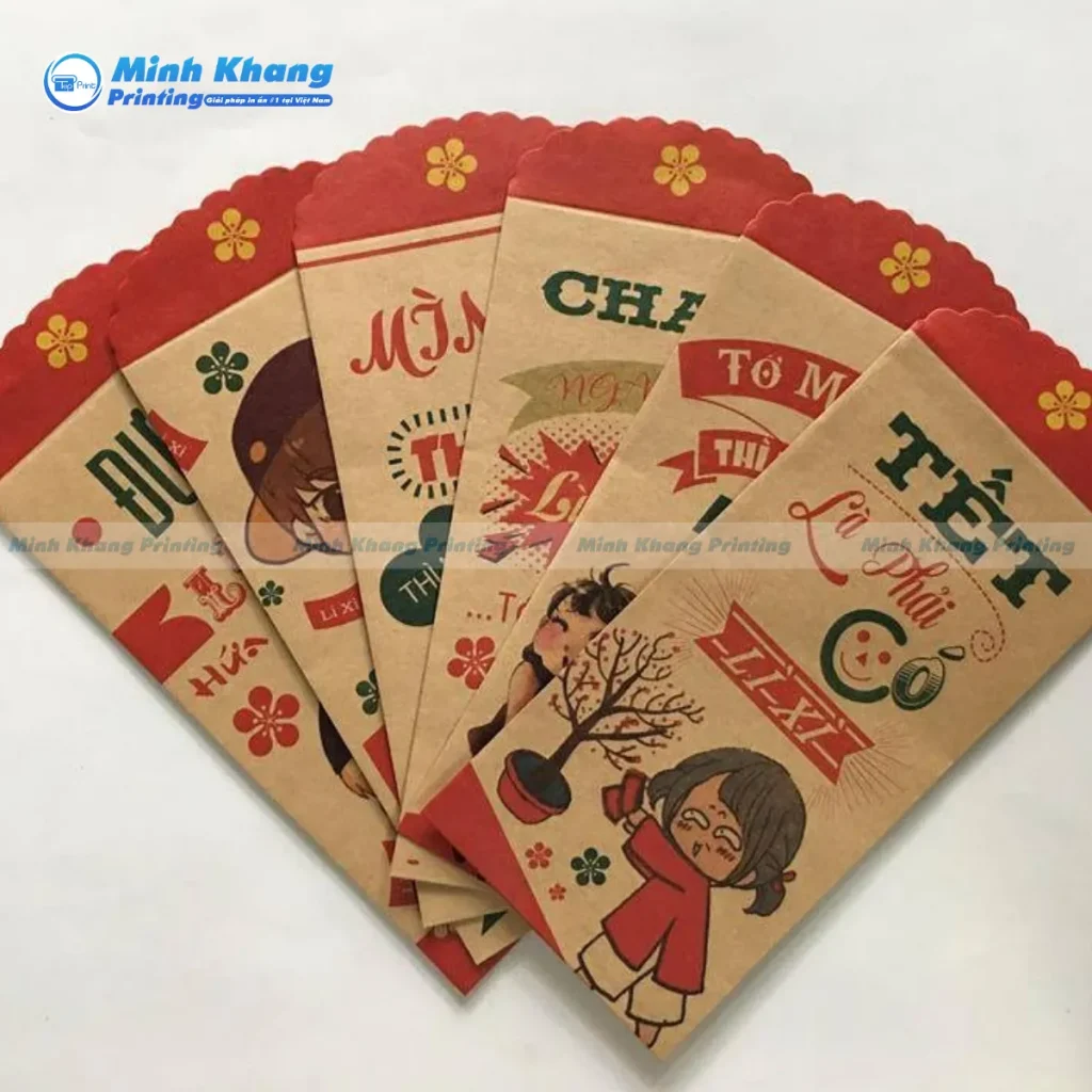 Mẫu bao lì xì giấy xi măng mang đậm vị Tết xưa