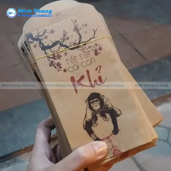 Mẫu phong bao kraft in chữ thư pháp đầy tính nghệ thuật