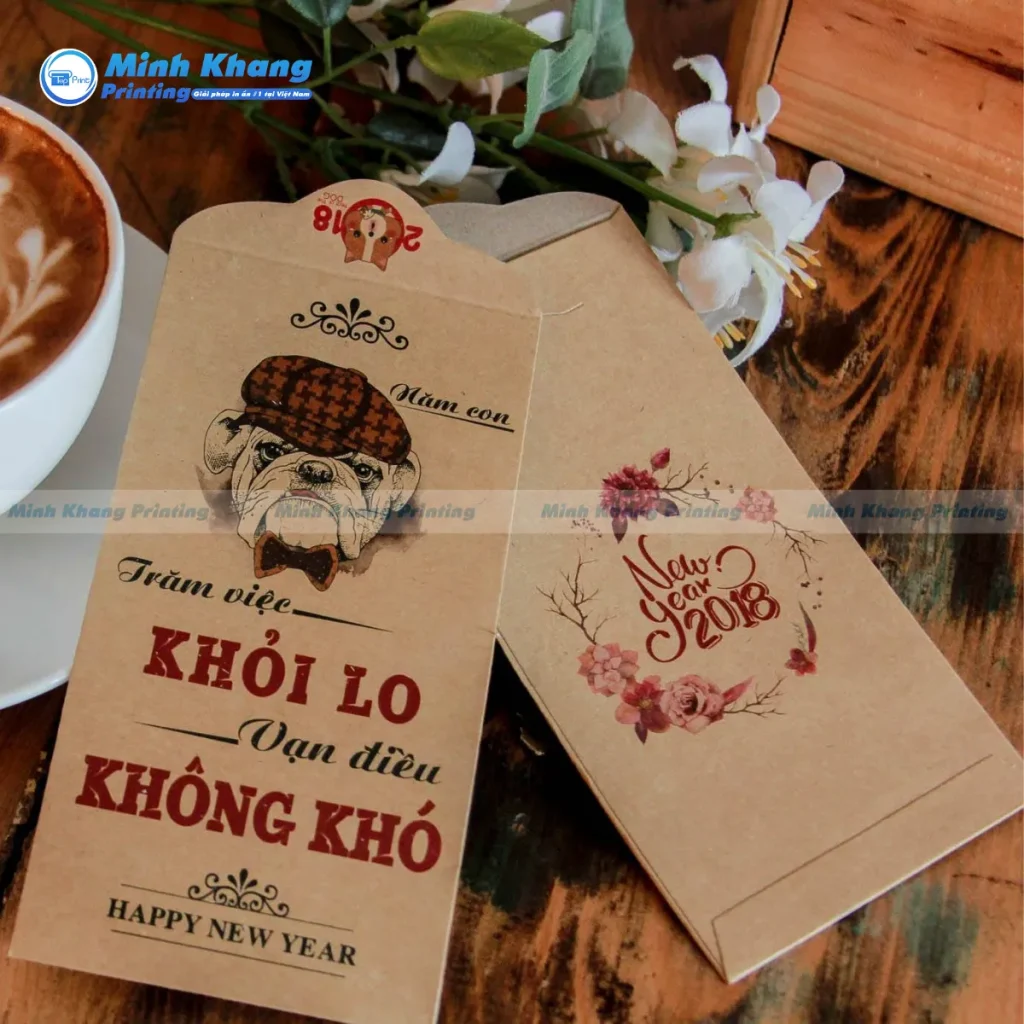 Mẫu bao lì xì kraft phối hợp hài hòa với hiện đại