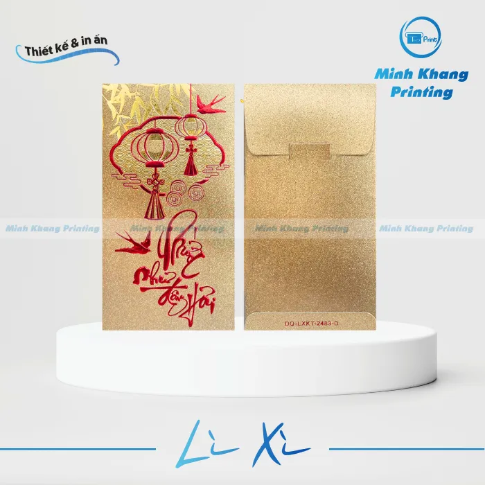 Mẫu phong bao lì xì kim tuyến ánh vàng mang nét sang trọng