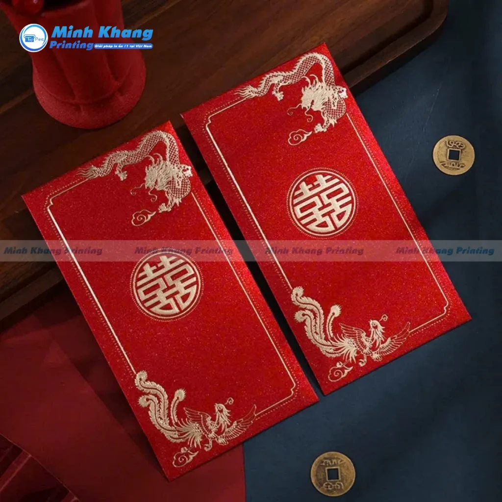 Mẫu bao lì xì đám cưới kim tuyến màng cát bám chắc không tróc
