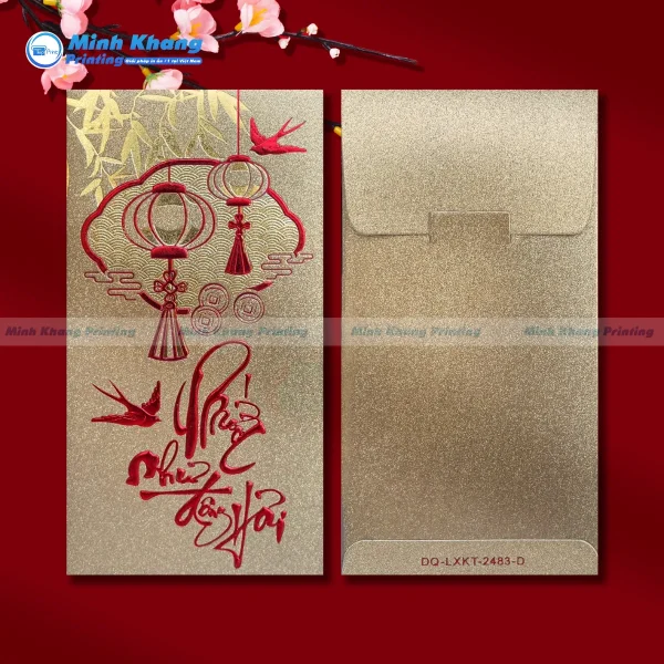 Mẫu phong bao lì xì kim tuyến ánh vàng mang nét sang trọng