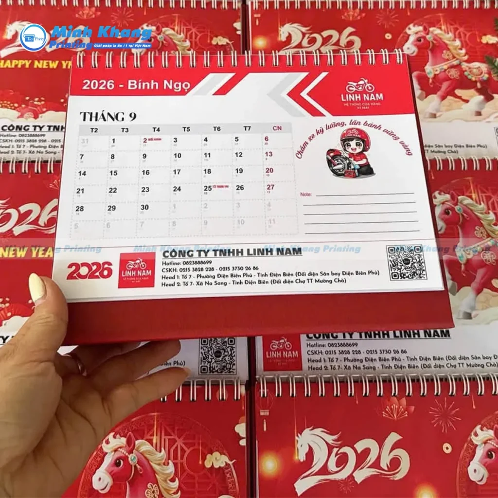 Mẫu lịch để bàn chữ A tối giản sang trọng cho doanh nghiệp