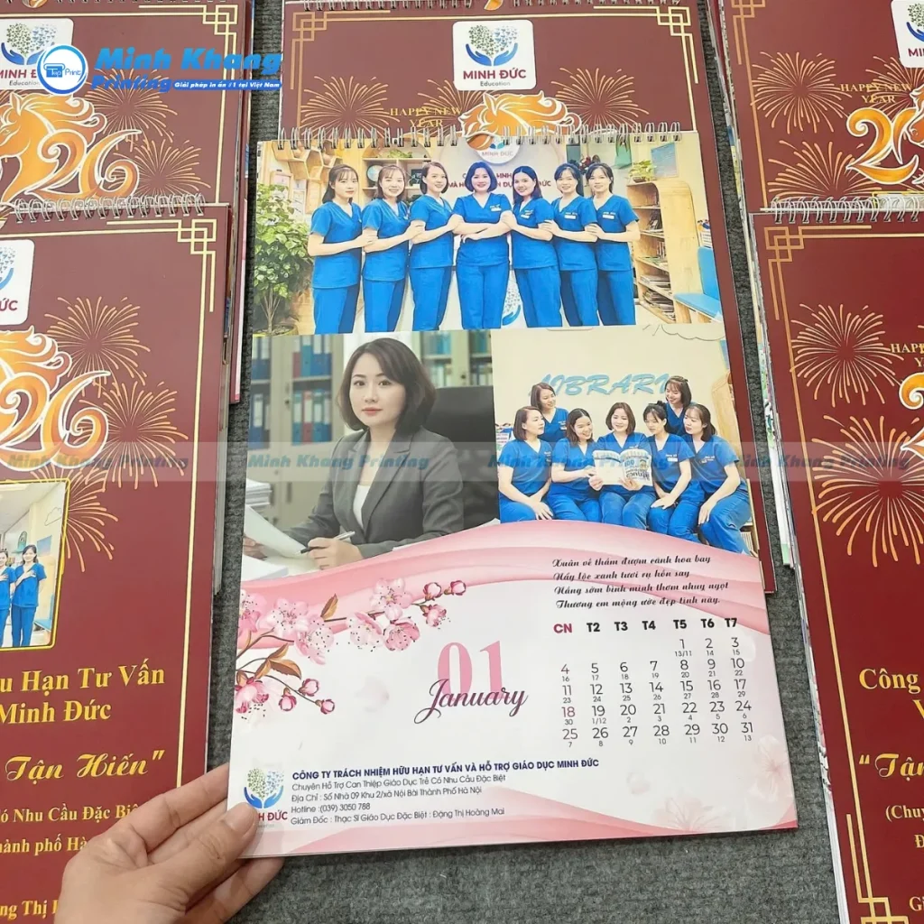 Mẫu lịch treo tường 13 tờ trung tâm giáo dục minh đức