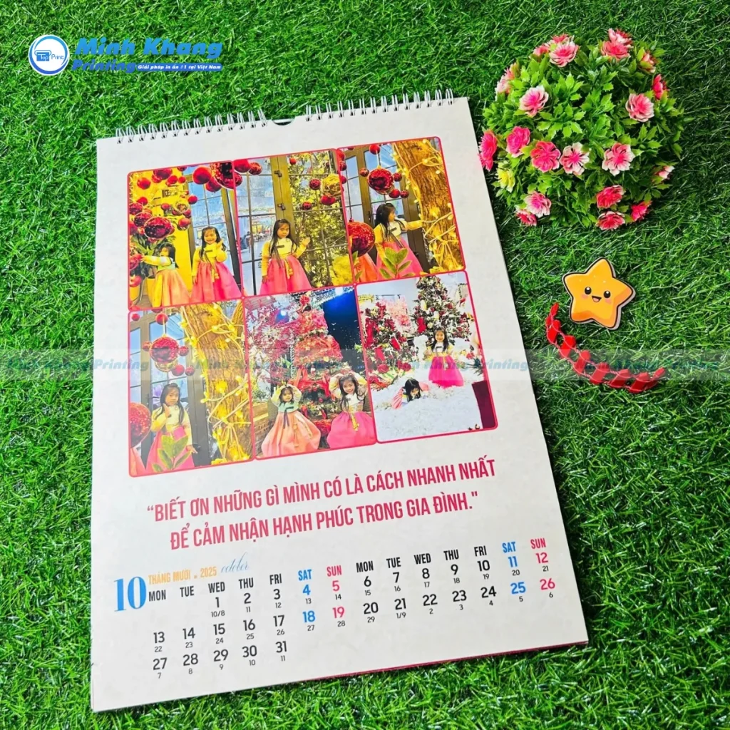 Mẫu thiết kế lịch 13 tờ lò xo in hình cá nhân