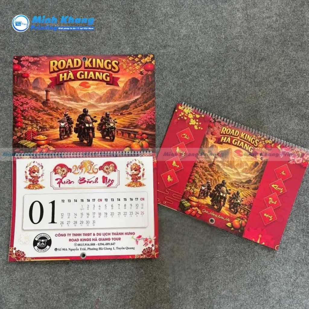 Mẫu lịch treo tường 5 tờ kẹp lò xo của công ty TnHH TMĐT & Du Lịch Thành Hưng