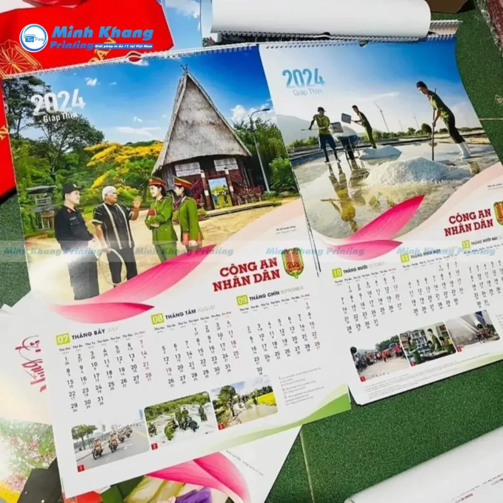 Mẫu lịch treo 5 tờ của Công An Nhân Dân