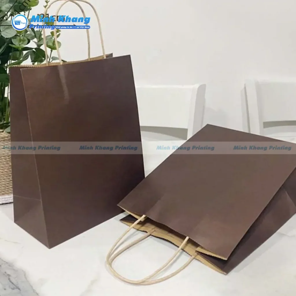 Mẫu túi giấy trơn kraft nâu sẫm