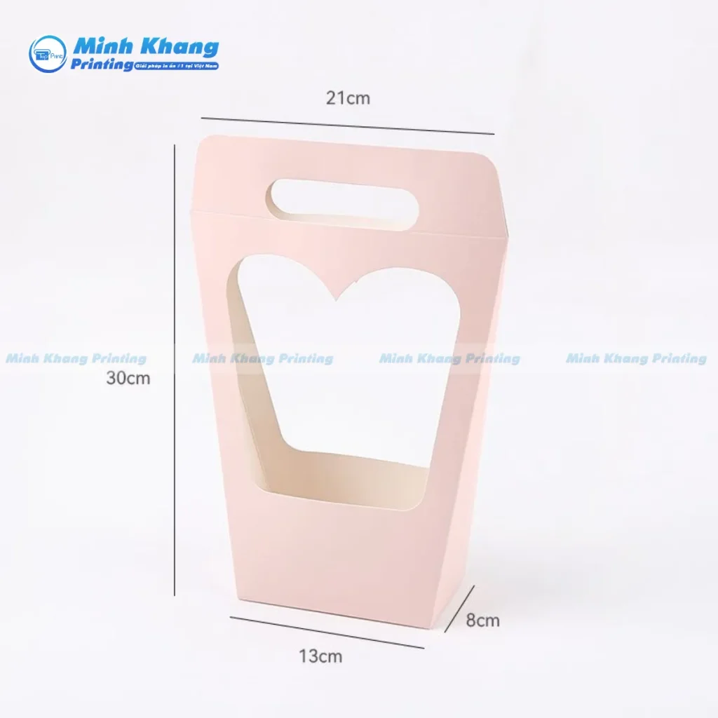 Mẫu túi giấy đựng hoa màu hồng trơn