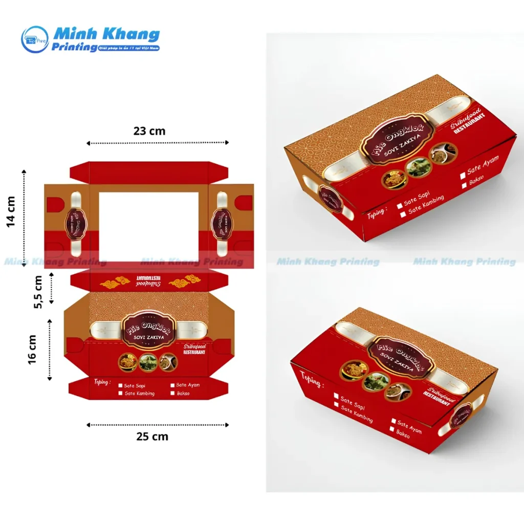 Mẫu thiết kế vector hộp giấy đựng thức ăn nóng có tráng lớp chống thấm