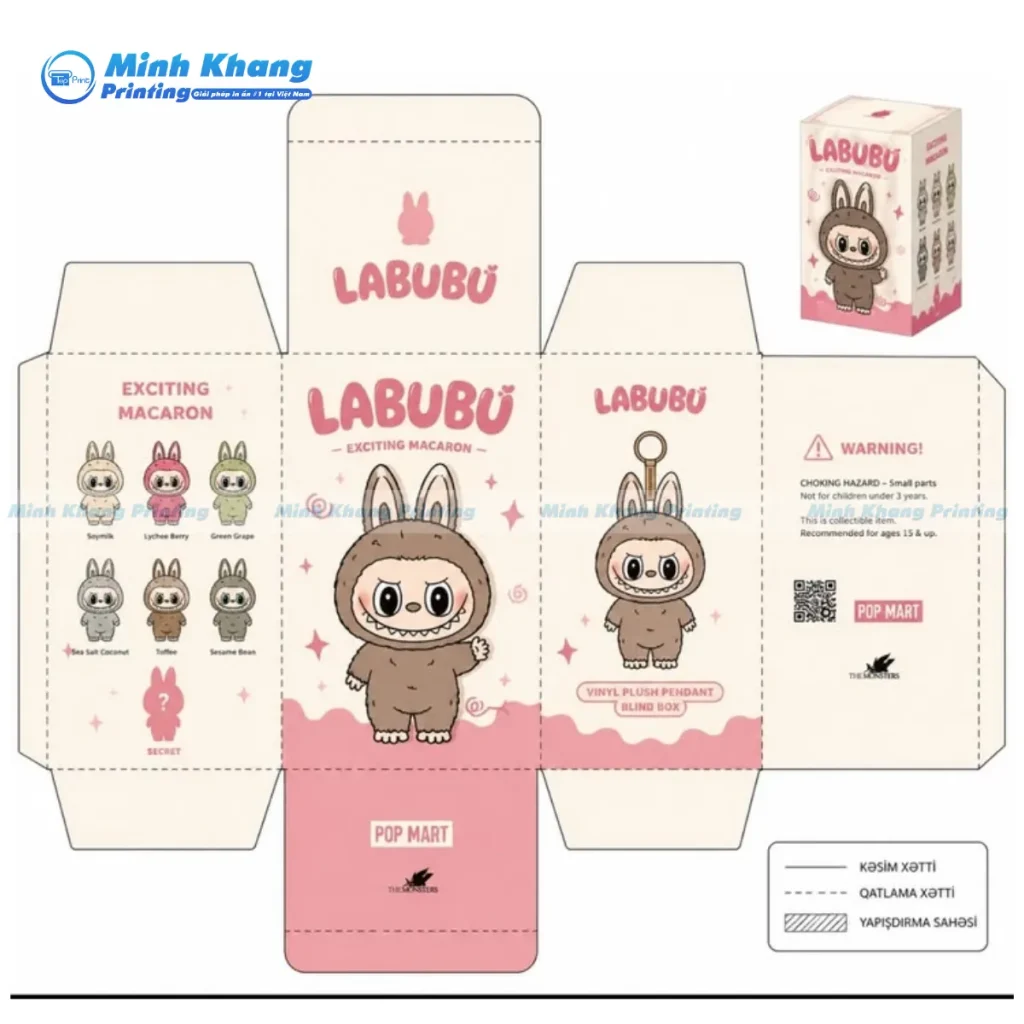 Mẫu thiết kế vector hộp giấy blind box Labubu