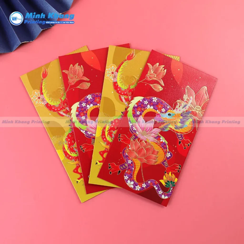 Mẫu bao lì xì giấy cong rồng cao quý phù hợp văn hóa Á Đông