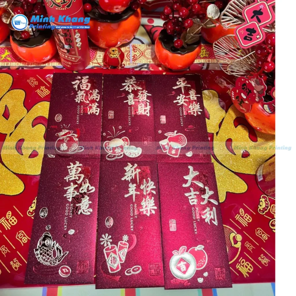 Mẫu bao lì xì dập nổi logo sang trọng dành cho doanh nghiệp tặng khách VIP