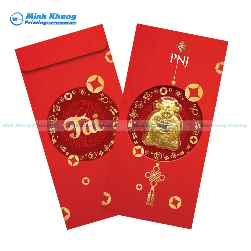 Mẫu phong bao lì xì Thần Tài mạ vàng mang lại may mắn