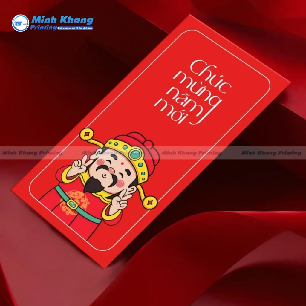 Mẫu thiết kế lì xì Thần Tài đỏ nhung sang trọng đẳng cấp