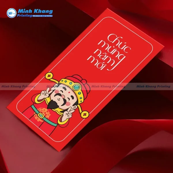Mẫu thiết kế lì xì Thần Tài đỏ nhung sang trọng đẳng cấp