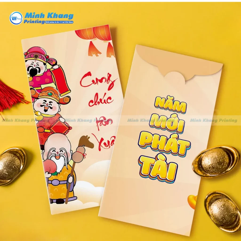 Mẫu bao lì xì Thần Tài phong cách hoạt hình thu hút giới trẻ