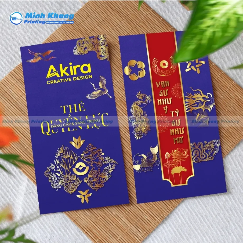 Mẫu bao lì xì ngân hàng ép kim logo Akira