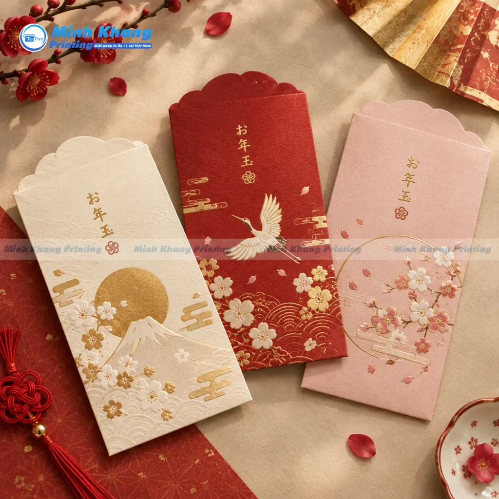 Mẫu bao lì xì màu pastel nhã nhặn dành riêng cho spa trà đạo