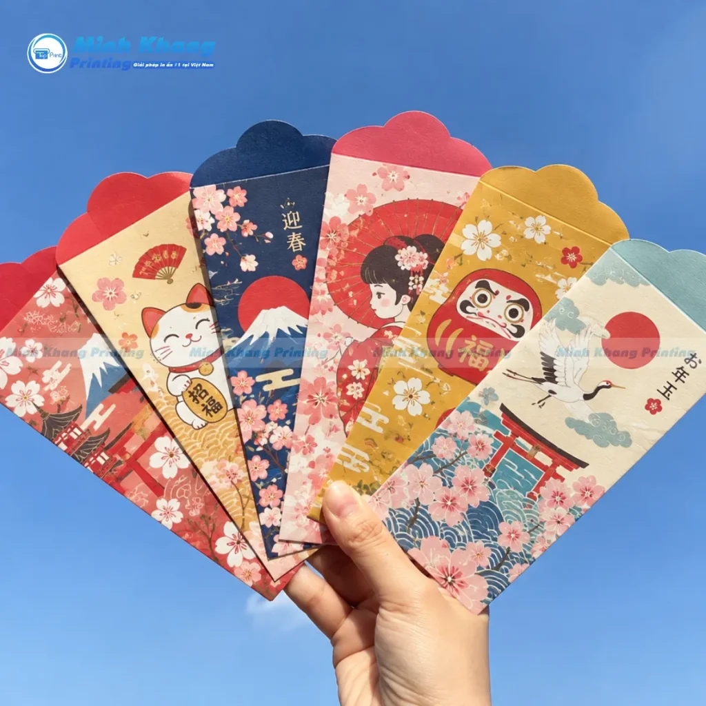 Mẫu bao lì xì mèo thần tài maneki neko đáng yêu chiêu tài lộc