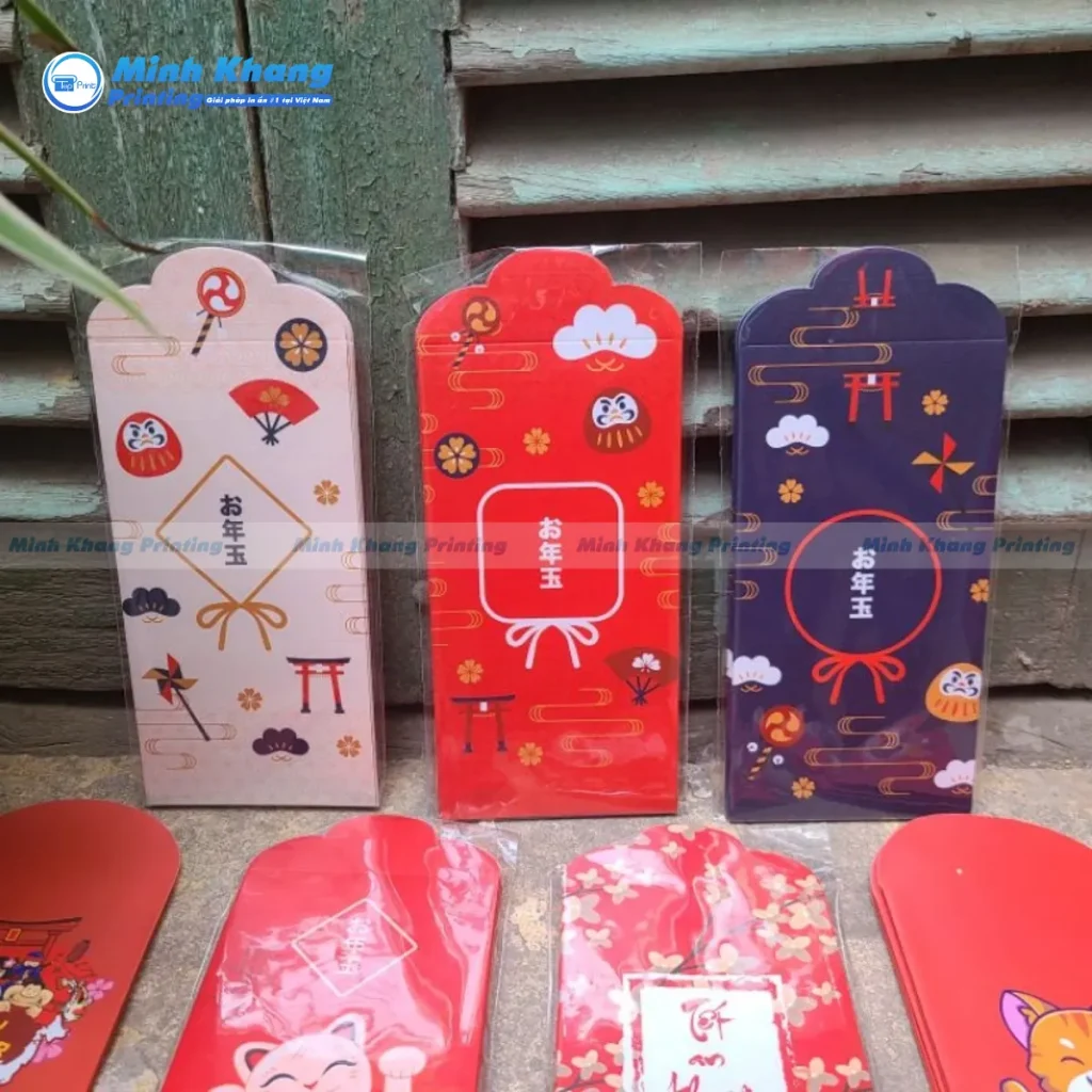 Mẫu bao lì xì búp bê daruma cầu may mắn cho cửa hàng kinh doanh