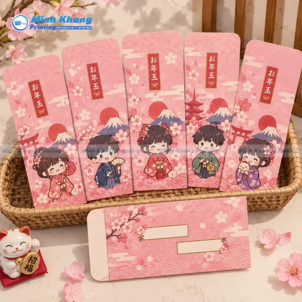Mẫu bao lì xì nhật bản chibi ngộ nghĩnh đáng yêu làm quà tặng